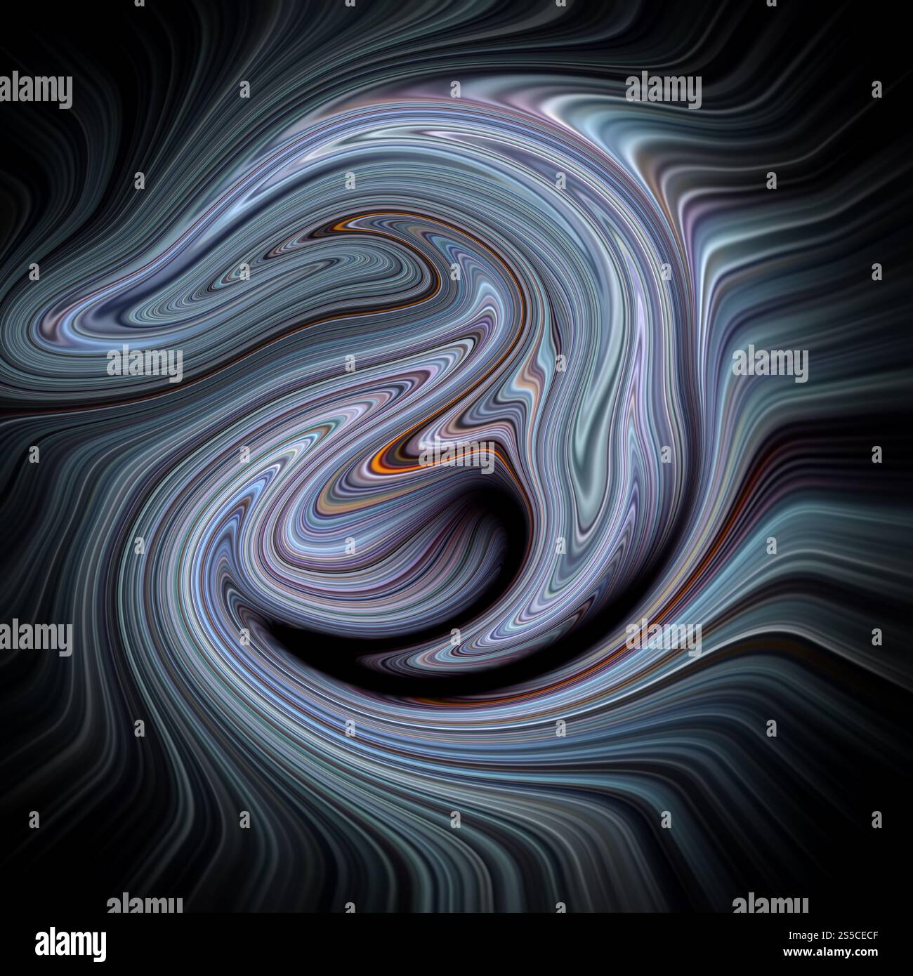 Struttura astratta psichedelica composta da strisce fluide. Illustrazione grafica del computer. Struttura astratta psichedelica composta da strisce fluide Foto Stock
