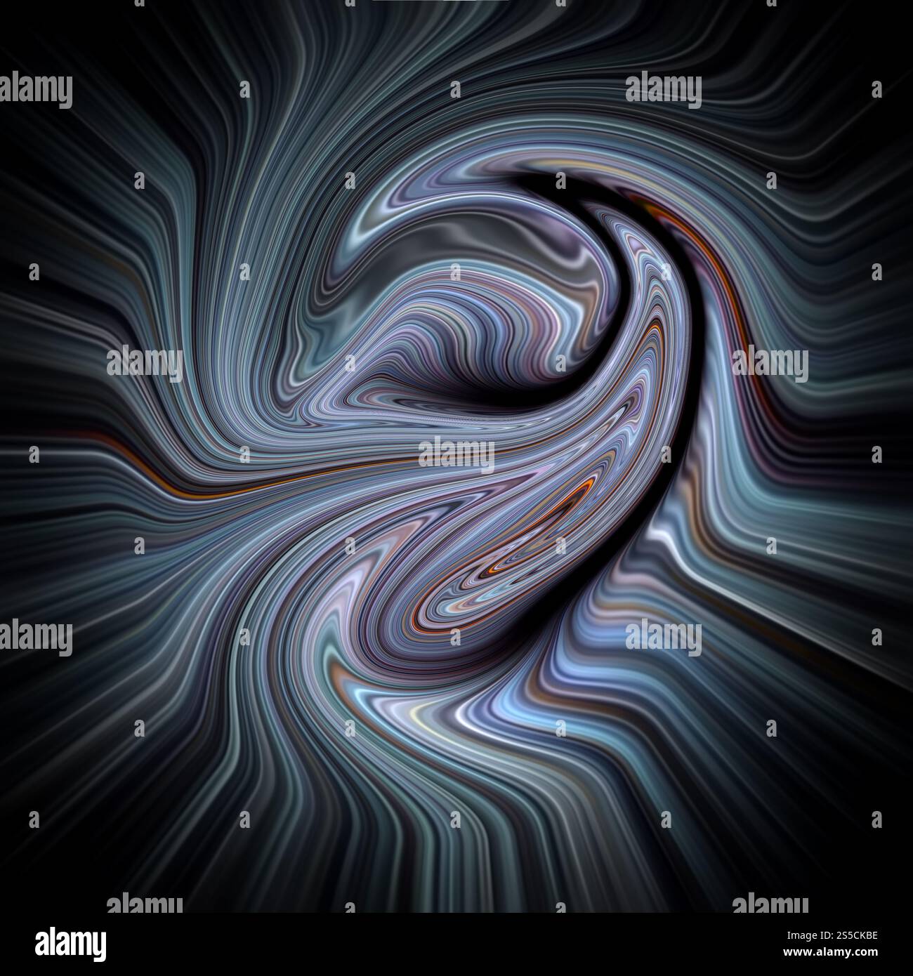 Struttura astratta psichedelica composta da strisce fluide. Illustrazione grafica del computer. Struttura astratta psichedelica composta da strisce fluide Foto Stock