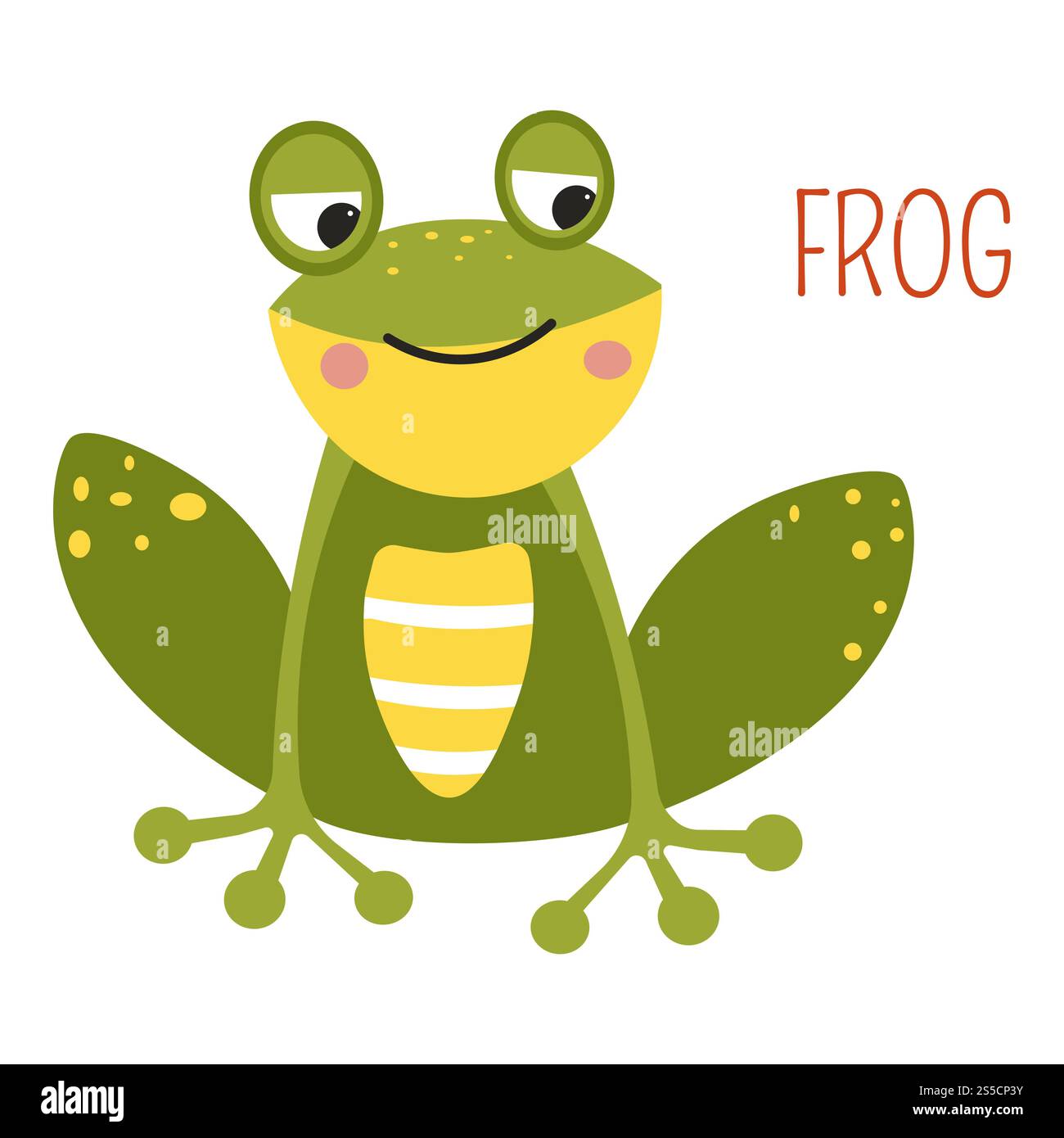 Cartoni animati Frog divertente carino rettile della collezione vettoriale di animali del sud-est asiatico zoo per bambini T-shirt vestiti stampa. Animale del sud-est asiatico vettore di cartoni animati Frog Illustrazione Vettoriale