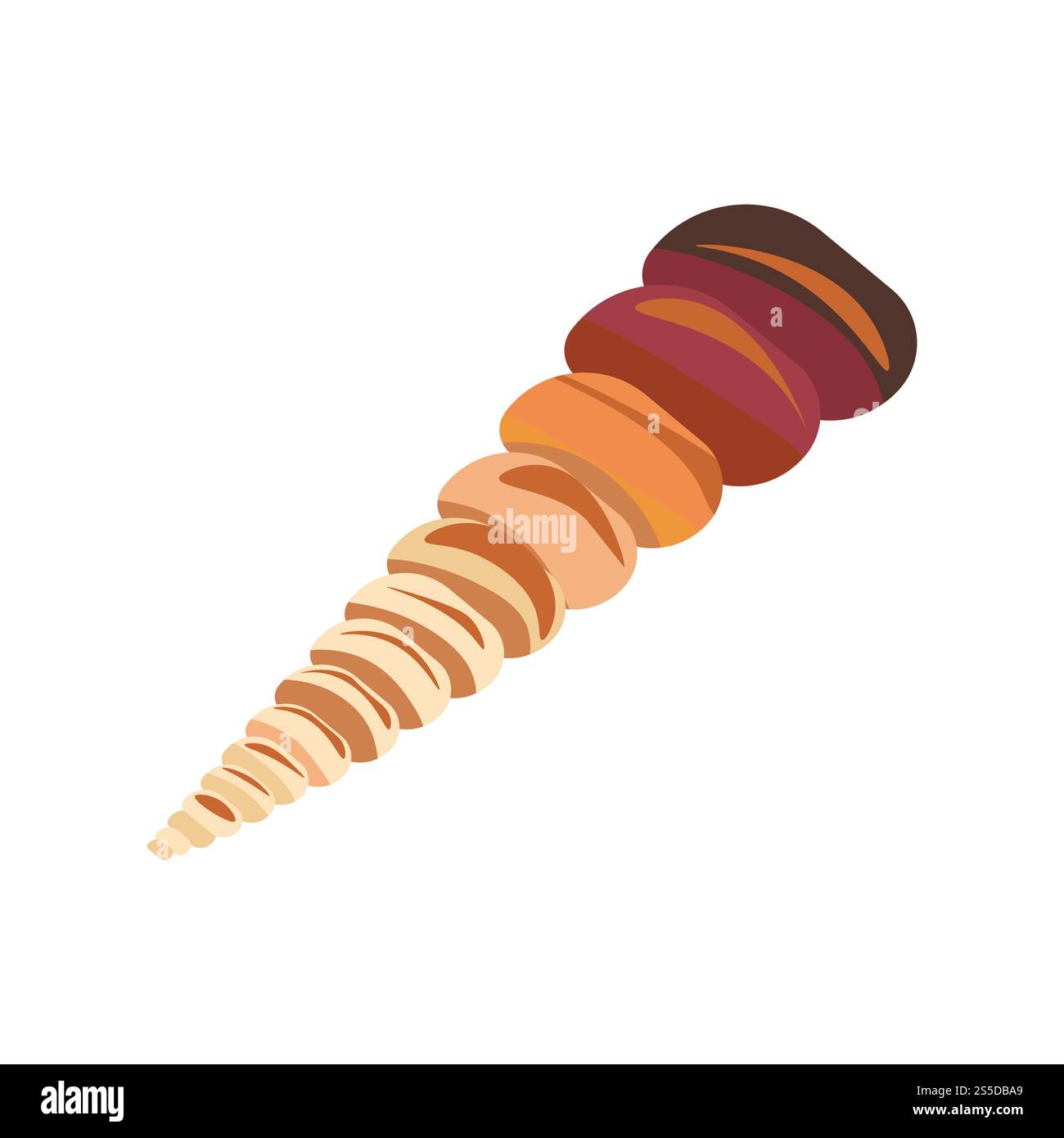 Conchiglie o conchiglie e molluschi marini o oceanici. Guscio bivalvo e gasteropode di forma o tipo diverso con bordo ornato. Icona piatta isolata dal vettore con ripetizione naturale. Conchiglie o conchiglie e molluschi marini o oceanici. Illustrazione Vettoriale