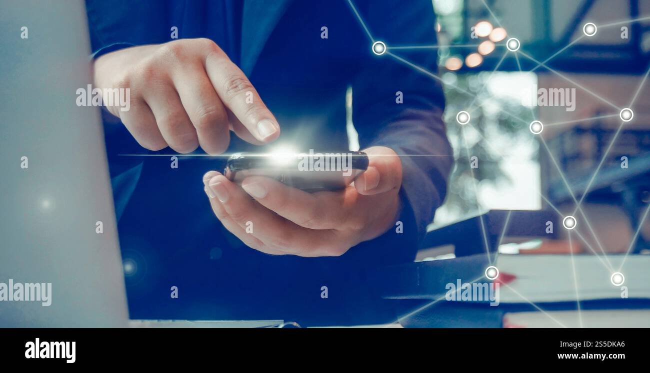 Tecnologia di comunicazione per Internet business rete mondiale globale marketing digitale concetto di tecnologia di innovazione aziendale Foto Stock