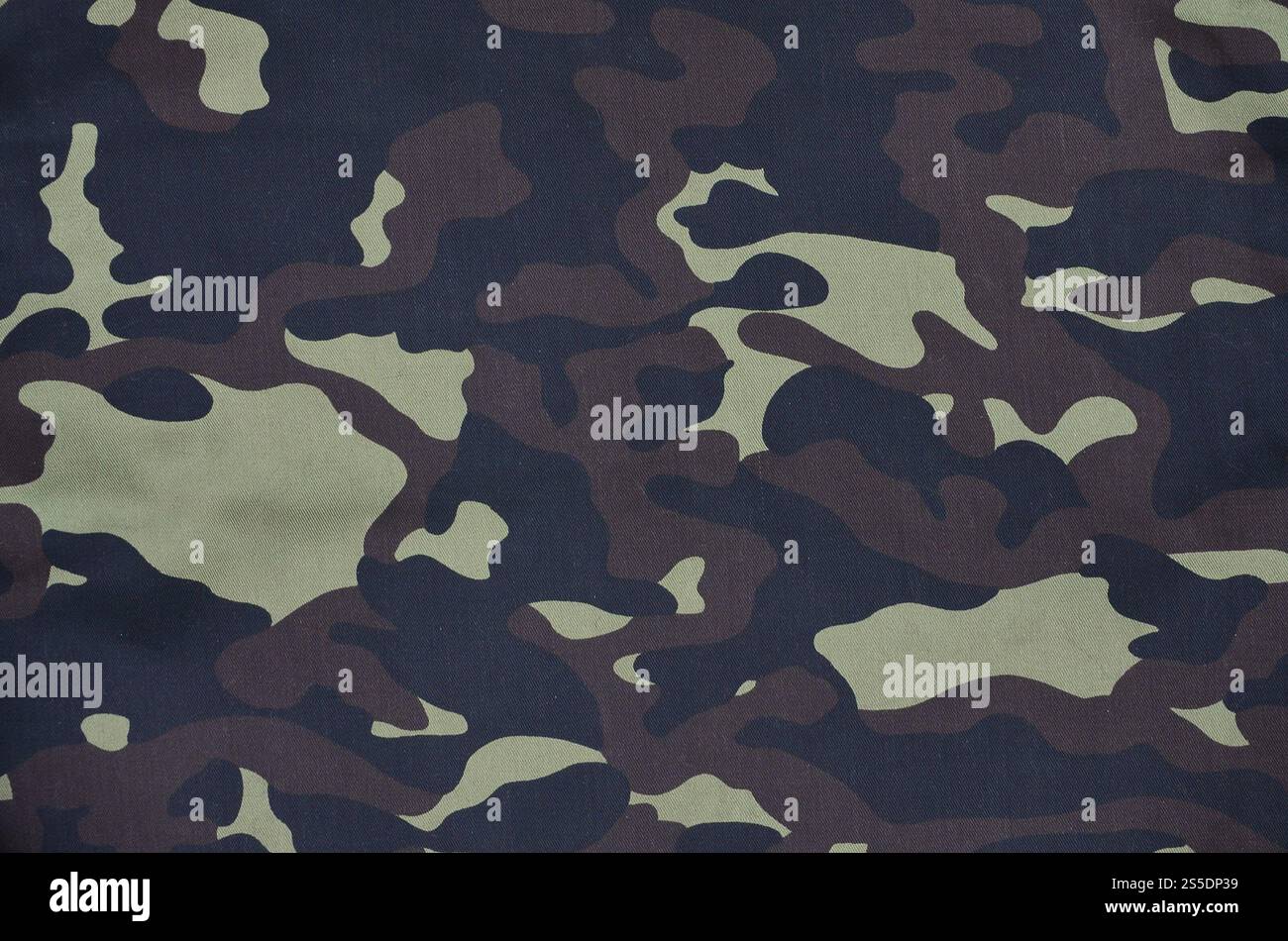 Tessuto con camouflage dipinto nei colori della palude. Immagine di sfondo dell'esercito. Modello tessile di tessuto mimetico militare. Tessile Foto Stock