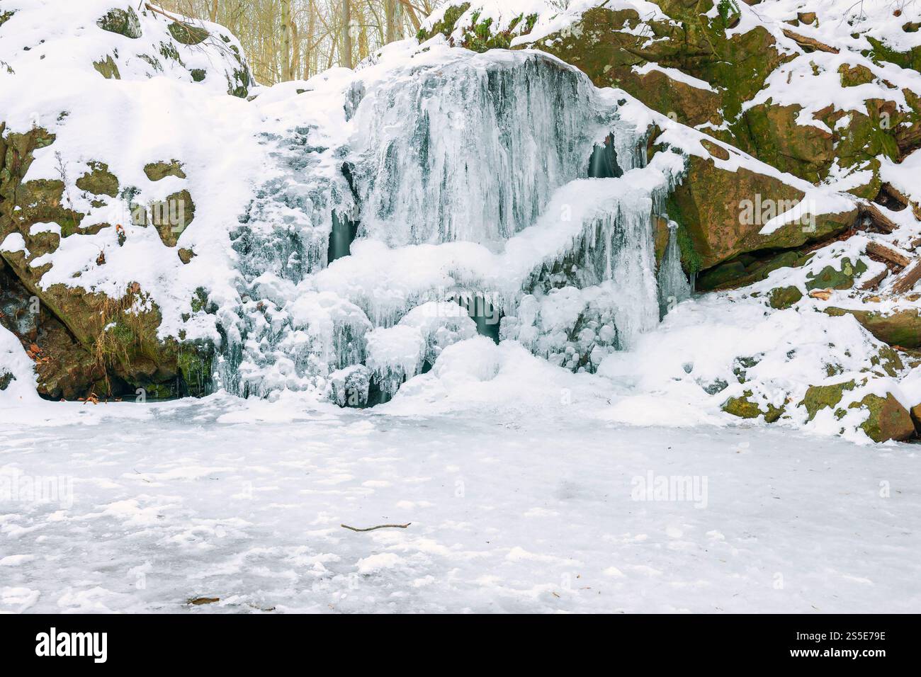 Cascate di Frozen Cascade nel Patapsco Valley State Park. Inverno. Città di Ellicott. Maryland. STATI UNITI Foto Stock