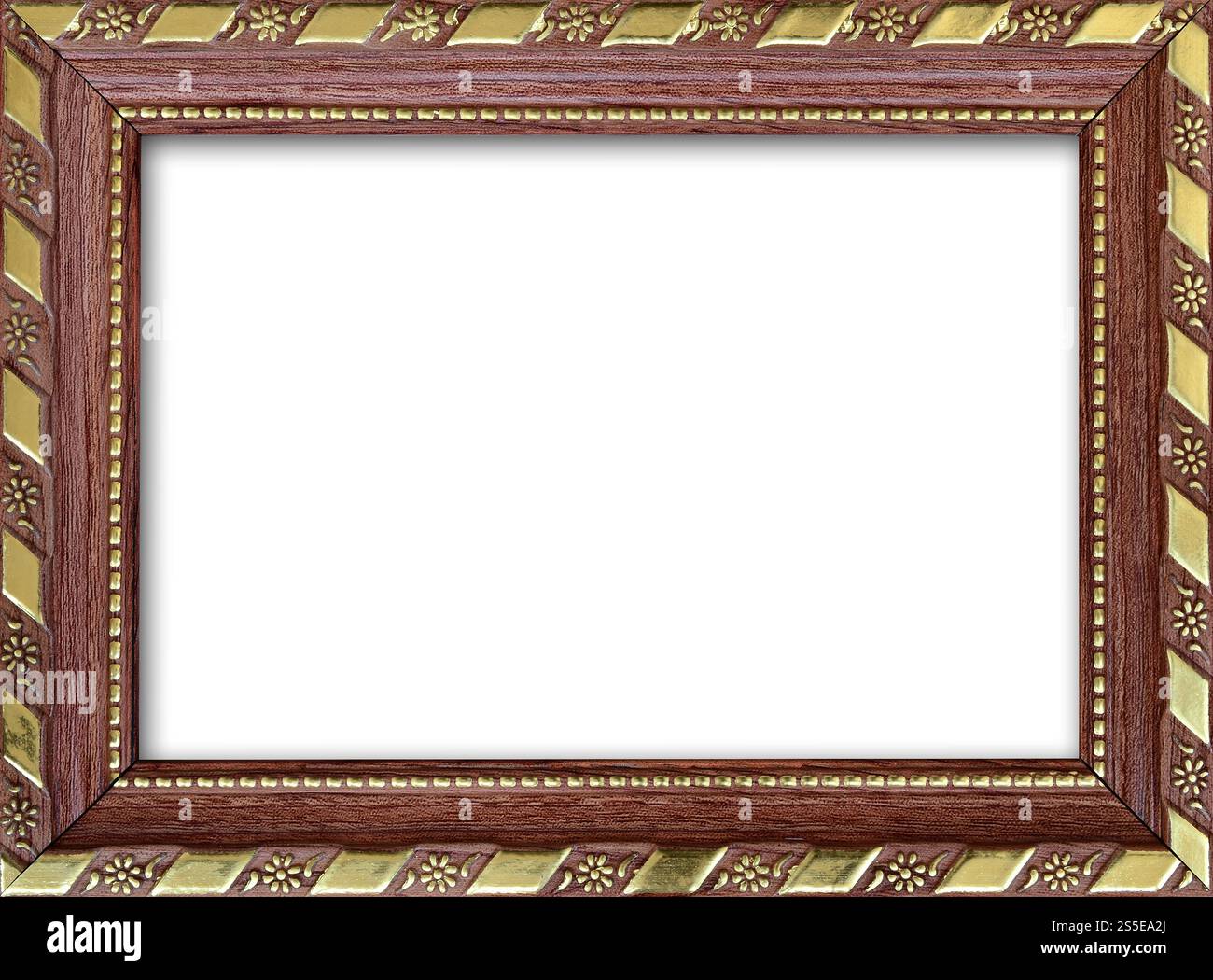 Cornice vuota con un posto libero all'interno, isolata su bianco Foto Stock