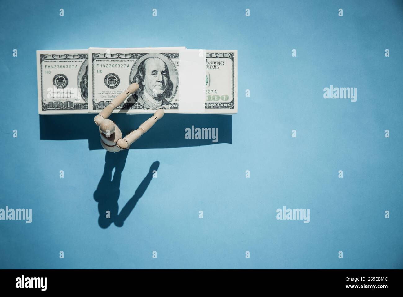 Vista dall'alto banconota da dollaro, concetto di finanza Foto Stock