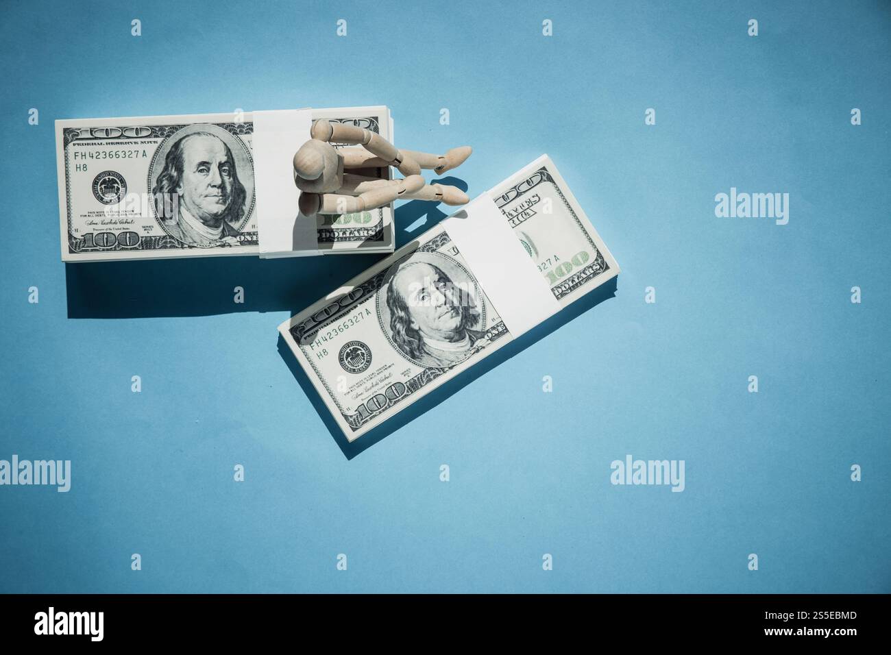 Vista dall'alto banconota da dollaro, concetto di finanza Foto Stock