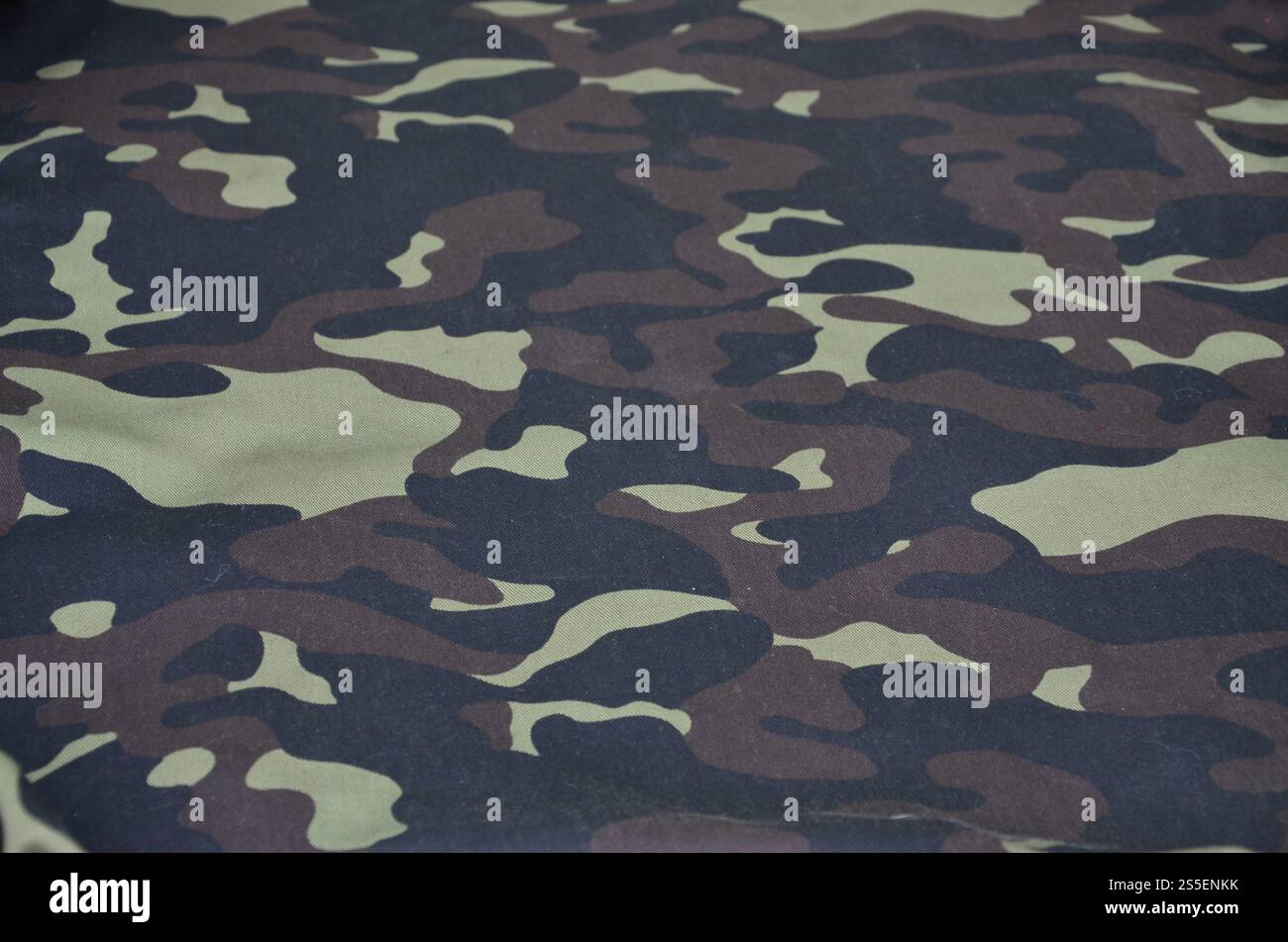 Tessuto con camouflage dipinto nei colori della palude. Immagine di sfondo dell'esercito. Modello tessile di tessuto mimetico militare. Tessile Foto Stock