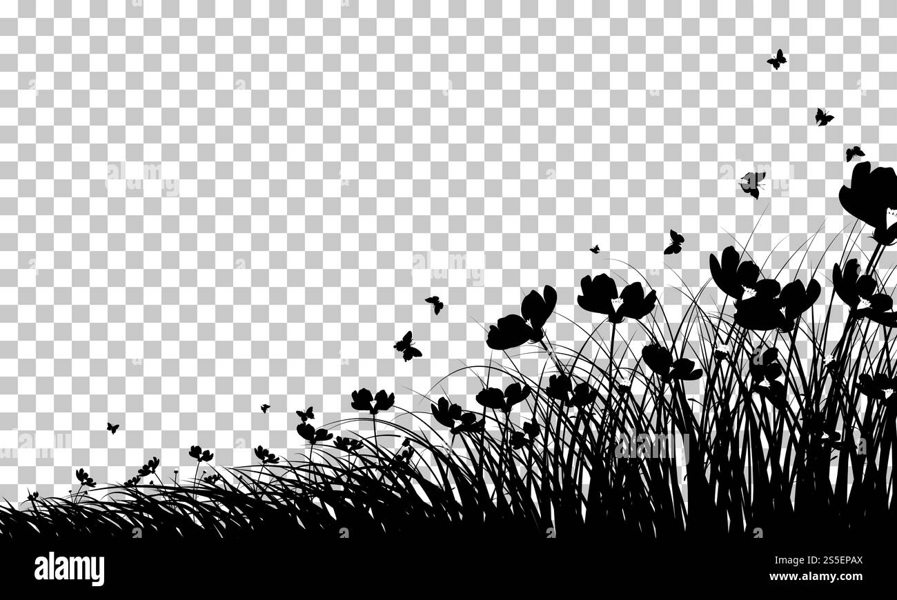 Prato sfondo con farfalle. Trasparenza Il design della griglia. Illustrazione Vettoriale. Illustrazione Vettoriale