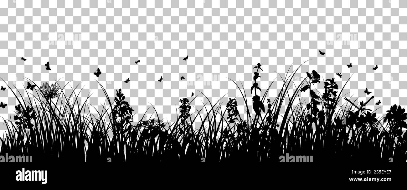 Prato sfondo con farfalle. Trasparenza Il design della griglia. Illustrazione Vettoriale. Illustrazione Vettoriale