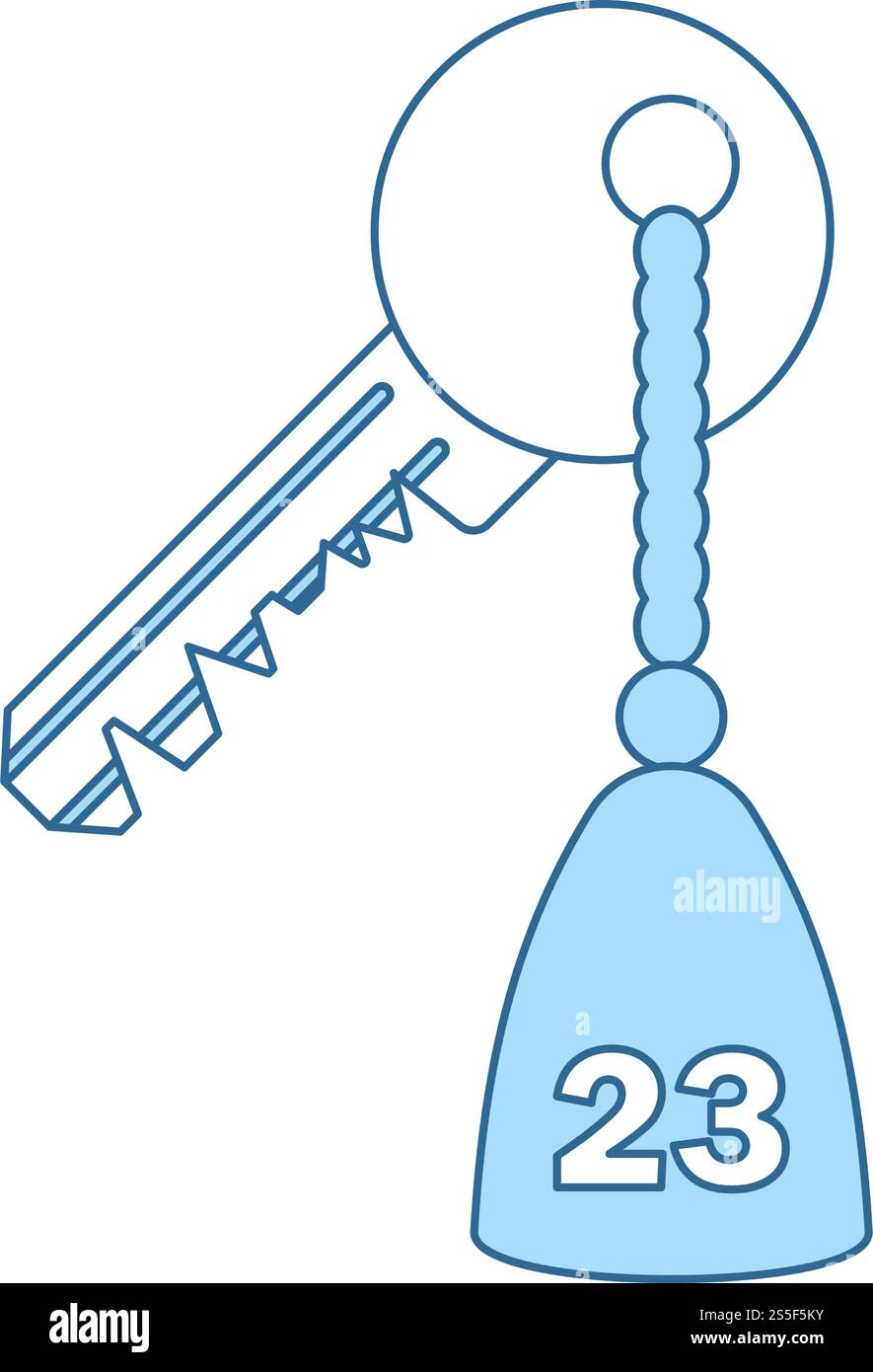 Hotel Room key icona. Linea sottile con riempimento blu Design. Illustrazione Vettoriale. Illustrazione Vettoriale