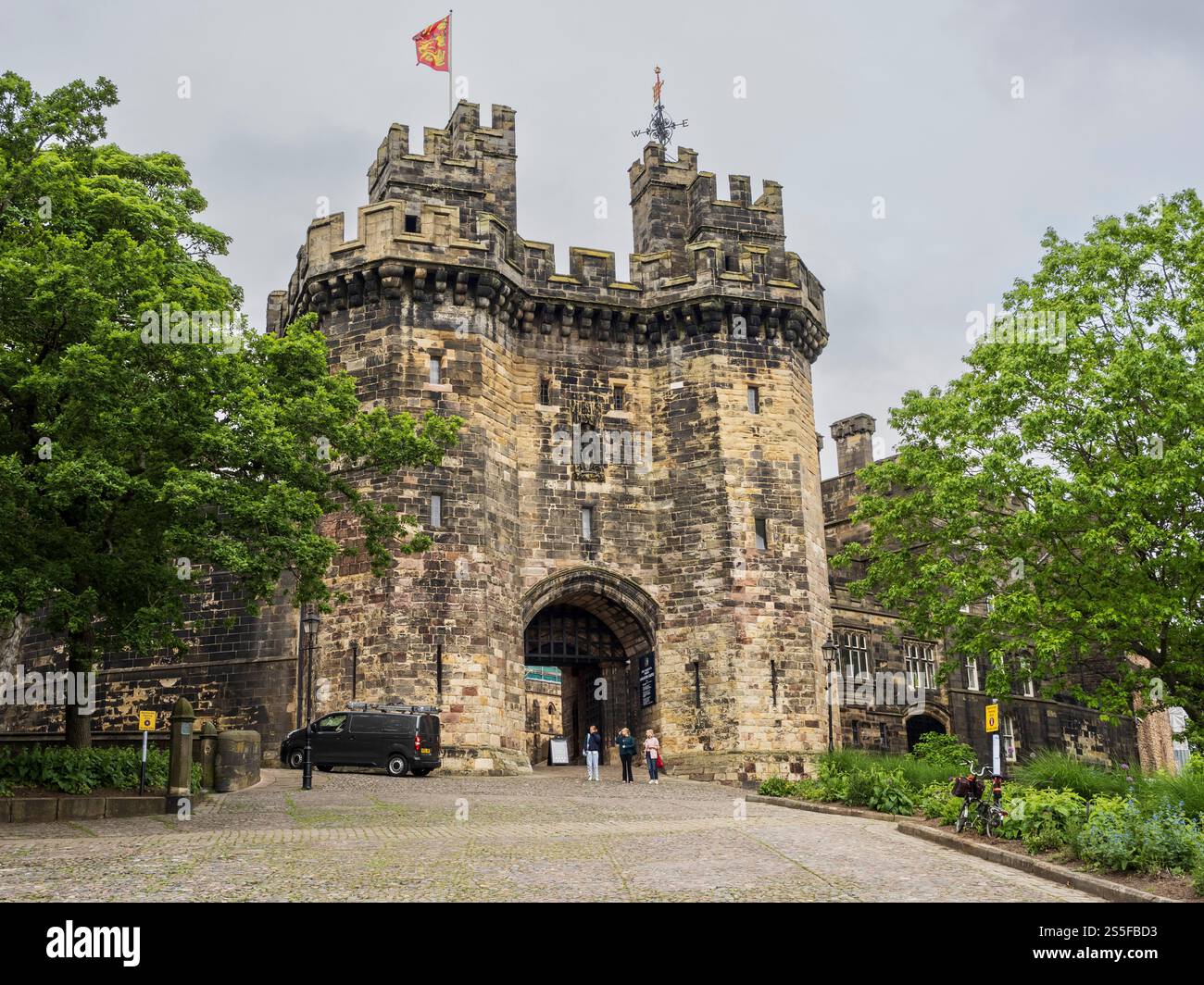 Castello di Lancaster - il cancello. Proprietà del Ducato di Lancaster, risalente a 1000 anni fa, edificio classificato di primo livello. Ex prigione. Castello normanno. Foto Stock