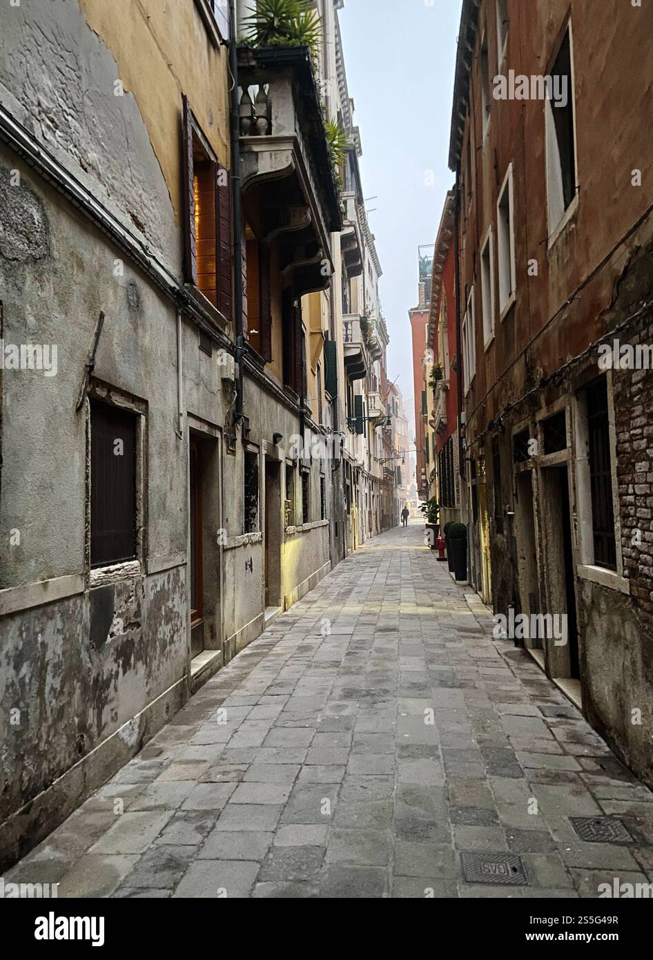 via al crepuscolo invernale nella città di Venezia nel quartiere di San Marco Foto Stock