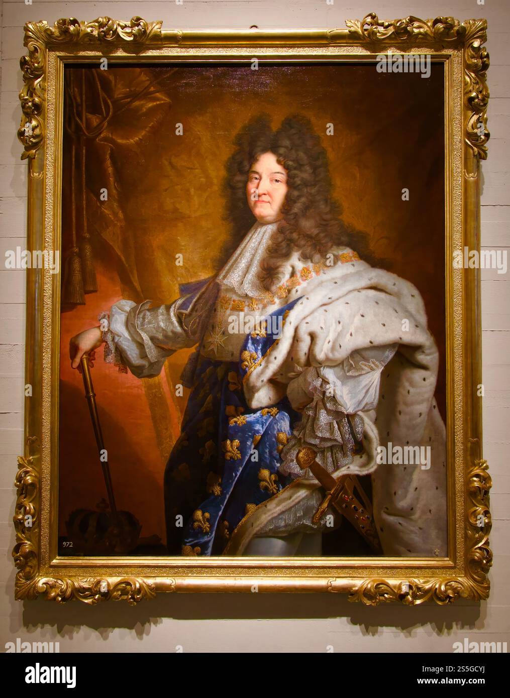 Olio su tela 1701-1702 dipinto di Luigi XIV di Francia il Re Sole di Hyacinthe Rigaud e laboratorio Palazzo reale Museo Madrid Spagna Europa Foto Stock