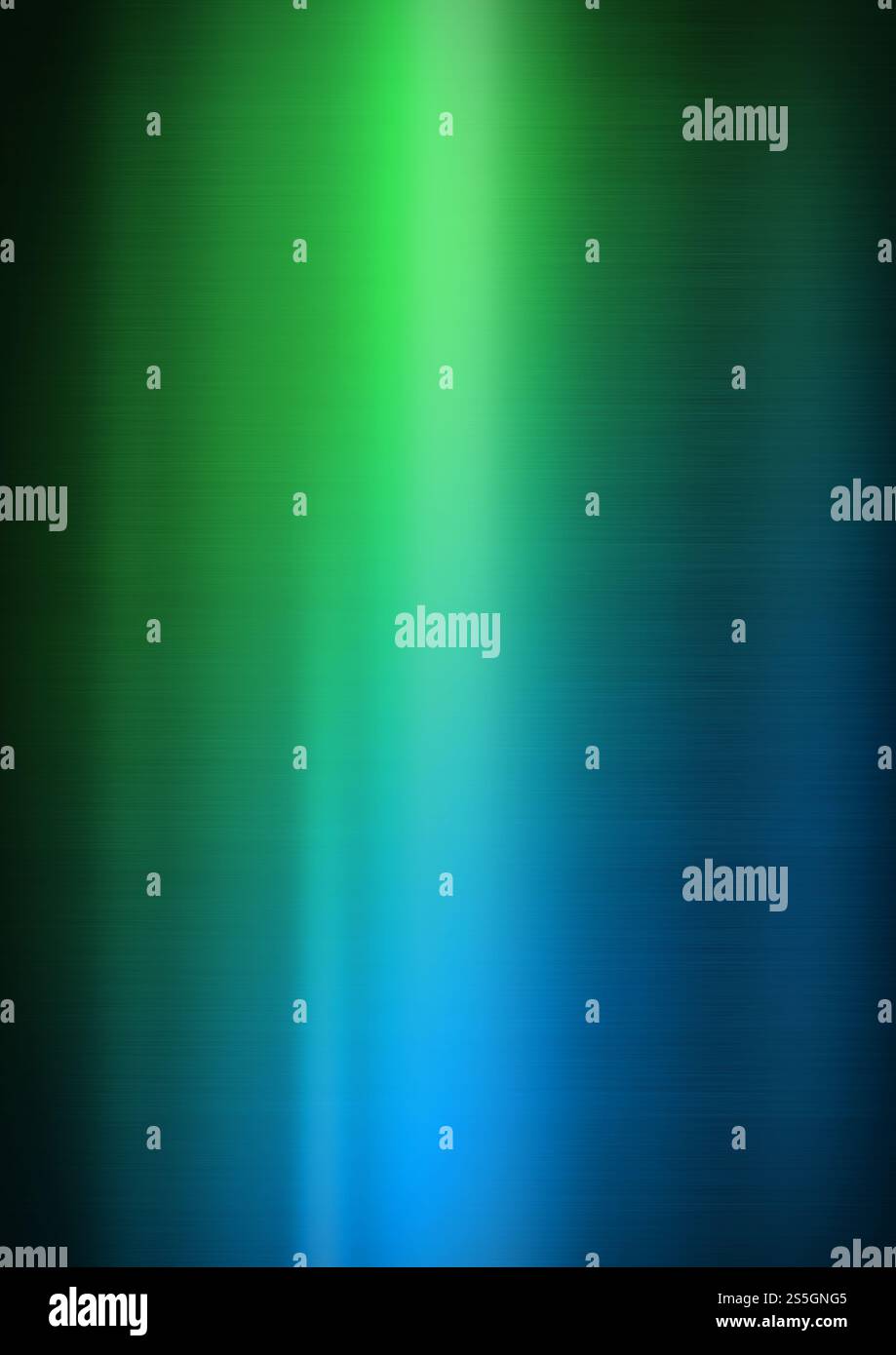 Colorato lucido metallo spazzolato. Sfumatura da blu a verde. Sfondo con texture di sfondo verticale. Colorato lucido metallo spazzolato. Gradiente da blu a. Foto Stock