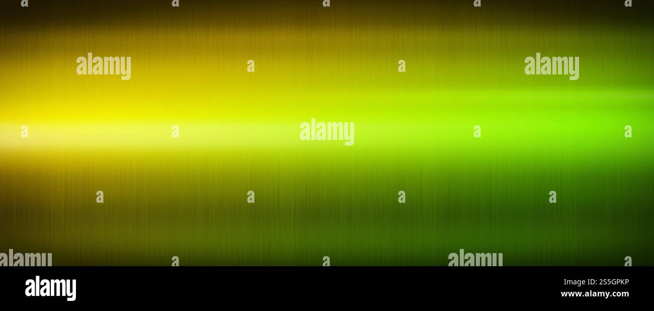 Colorato lucido metallo spazzolato. Gradiente da giallo a verde. Sfondo texture per striscioni. Colorato lucido metallo spazzolato. Gradiente dal giallo Foto Stock