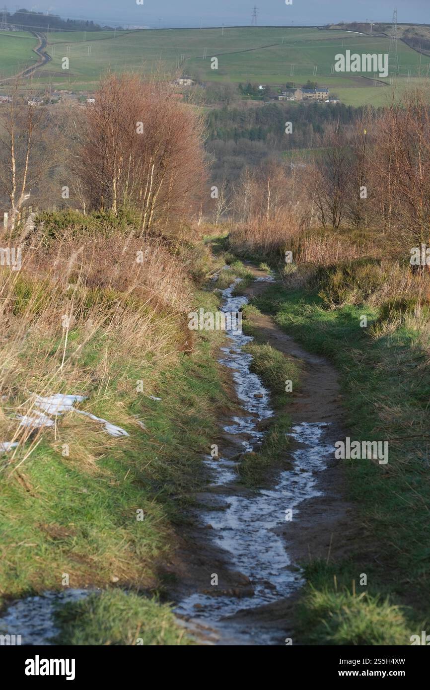 Un cartello Restricted Byway alla periferia di Sheffield, nel South Yorkshire Foto Stock