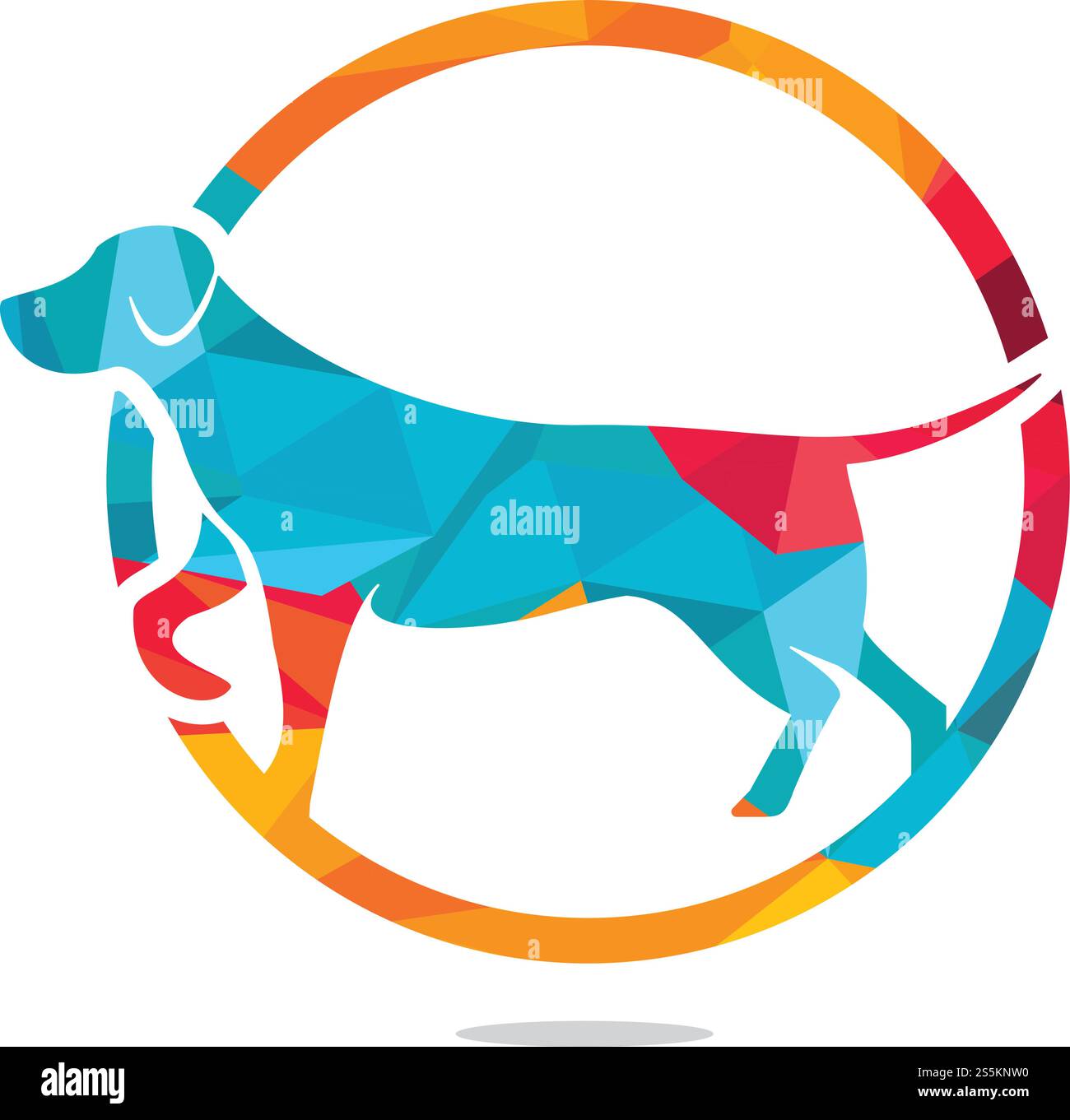 Illustrazione vettoriale del logo dell'icona del cane. Modello di disegno del logo vettoriale veterinario. Illustrazione Vettoriale