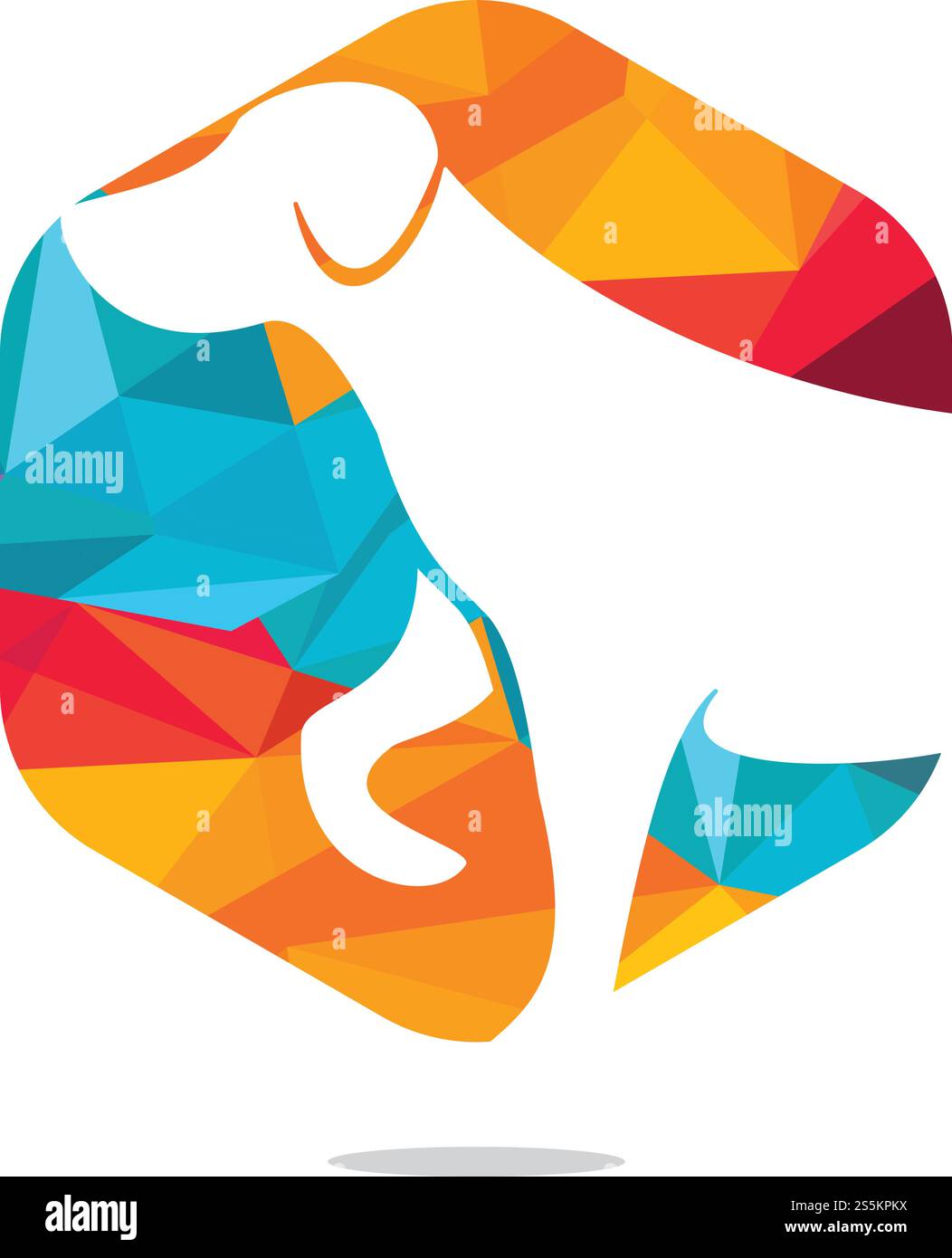 Illustrazione vettoriale del logo dell'icona del cane. Modello di disegno del logo vettoriale veterinario. Illustrazione Vettoriale