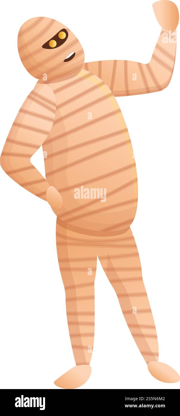 Icona Mummy Character. Cartoni animati di mummia icona vettoriale per il web design isolato su sfondo bianco. Icona del personaggio della mamma, stile dei cartoni animati Illustrazione Vettoriale