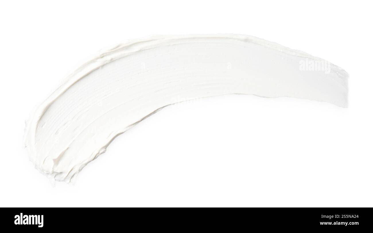 Crema isolata sul bianco, vista dall'alto. Campione di prodotto cosmetico Foto Stock