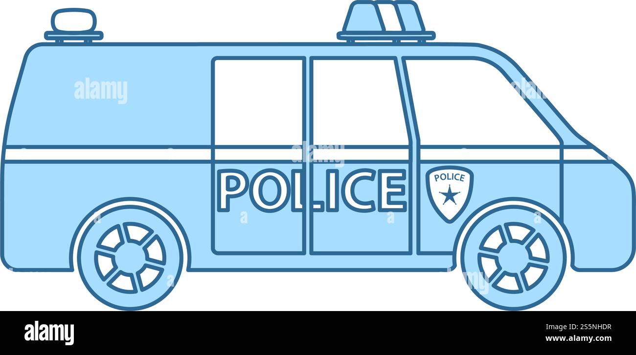 La polizia Van Icona. Linea sottile con riempimento blu Design. Illustrazione Vettoriale. Illustrazione Vettoriale