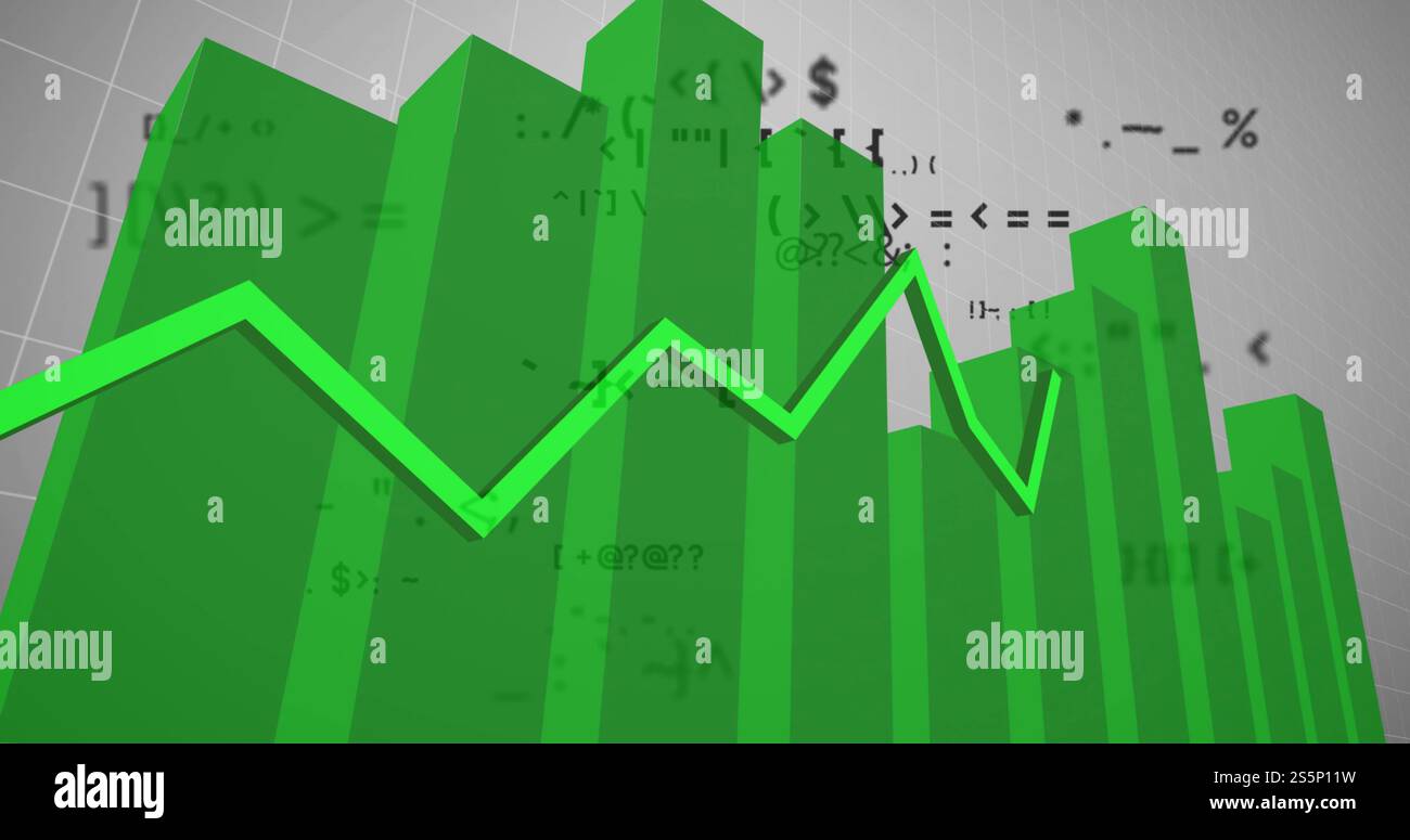 Immagine dell'elaborazione dei dati finanziari su griglia su sfondo grigio Foto Stock
