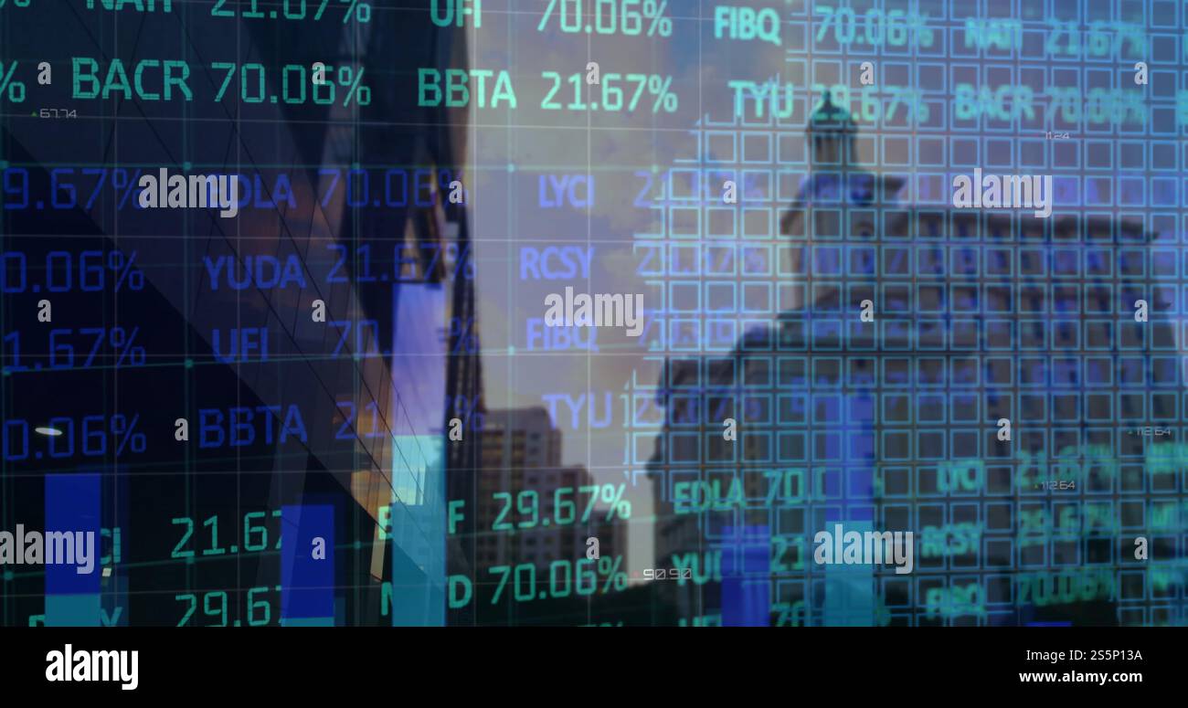 Immagine del mercato azionario e dei diagrammi sulla città Foto Stock