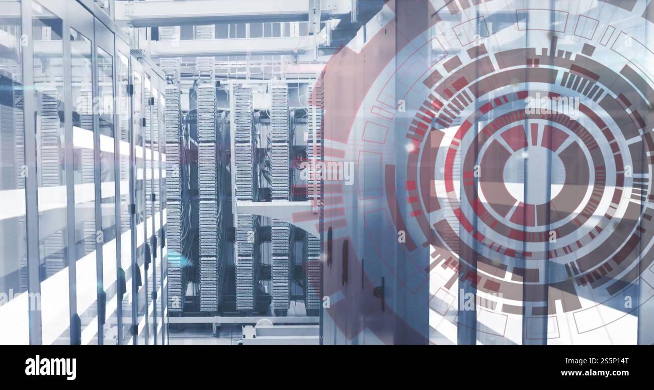 Immagine dell'oscilloscopio con elaborazione dei dati su server informatici Foto Stock