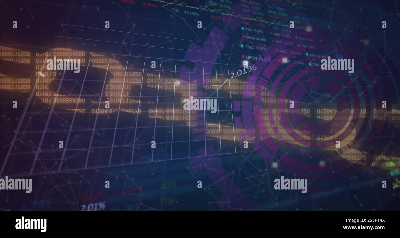 Immagine dell'ambito di applicazione e dell'elaborazione dei dati su una catena Foto Stock