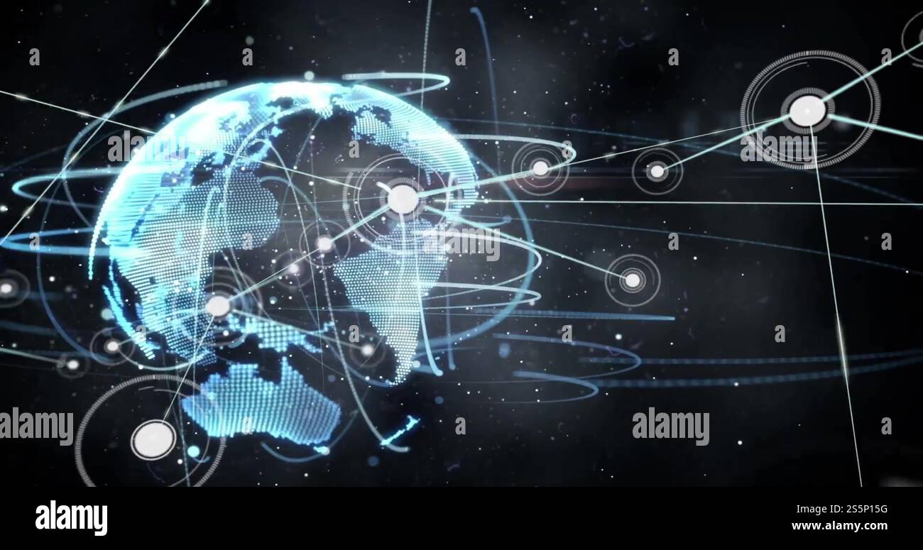 Immagine di una rete di connessioni con punti in tutto il mondo Foto Stock