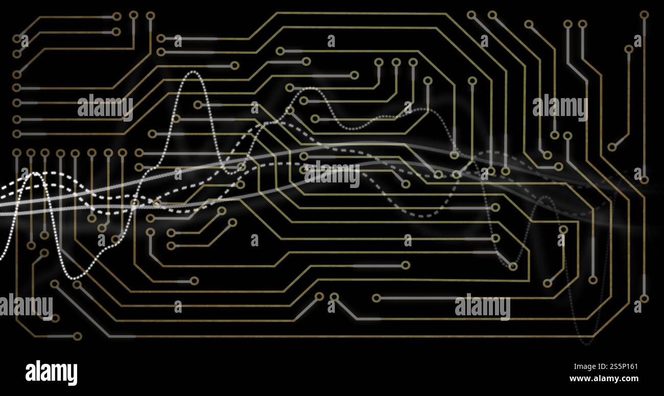 Immagine dell'elaborazione dei dati digitali su una scheda a circuito stampato Foto Stock