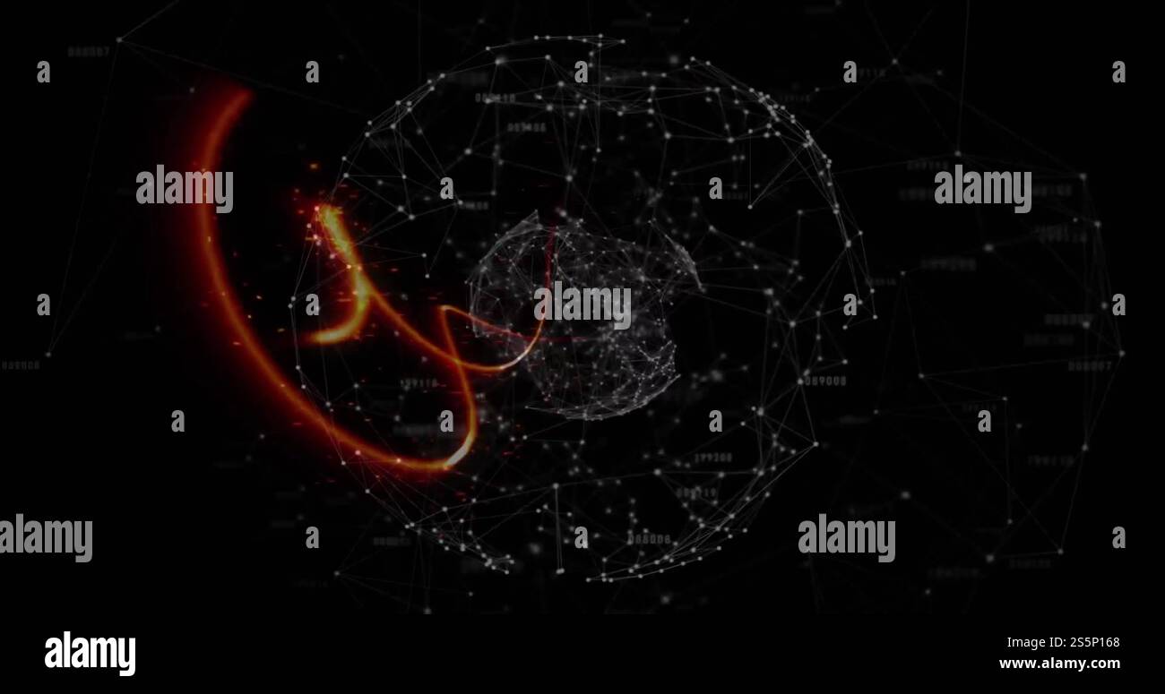 Immagine della rete di connessioni con icone in tutto il mondo Foto Stock