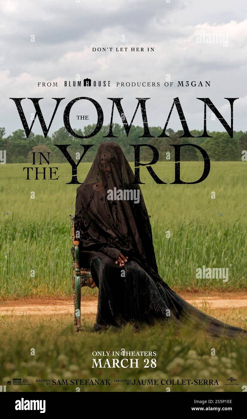The Woman in the Yard (2025) diretto da Jaume Collet-Serra e interpretato da Danielle Deadwyler, Okwui Okpokwasili e Russell Hornsby. Una vedova in lutto deve proteggere i suoi figli quando una donna misteriosa in nero appare sulla loro proprietà rurale con intenzioni sinistre. USA SOLO PER USO EDITORIALE DI un foglio di poster. Crediti: BFA / Universal Pictures Foto Stock