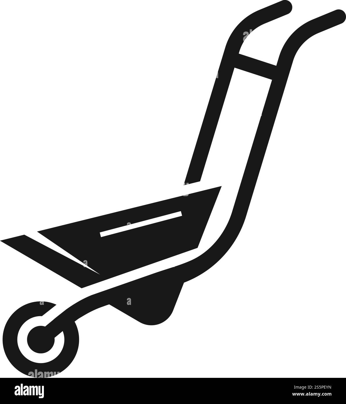 Icona carriola. Semplice illustrazione dell'icona vettoriale della carriola per il design Web isolata su sfondo bianco. Icona carriola, stile semplice Illustrazione Vettoriale