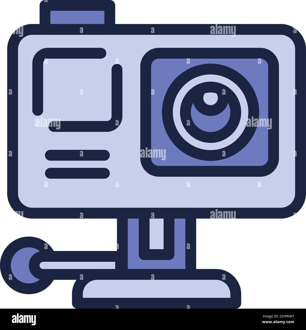 Icona Action camera. Delineare l'icona vettoriale della action camera per la progettazione Web isolata su sfondo bianco. Icona Action camera, stile contorno Illustrazione Vettoriale
