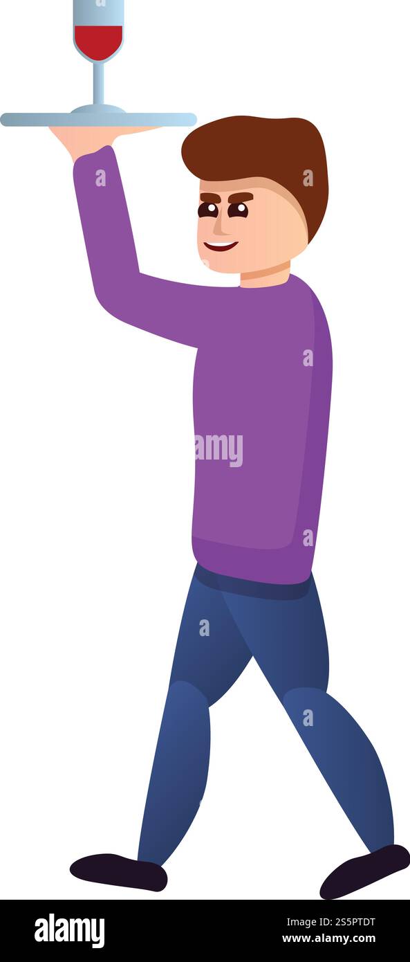 Icona cameriere. Cartone animato dell'icona vettoriale cameriere per il web design isolato su sfondo bianco. Icona cameriere, stile cartone animato Illustrazione Vettoriale