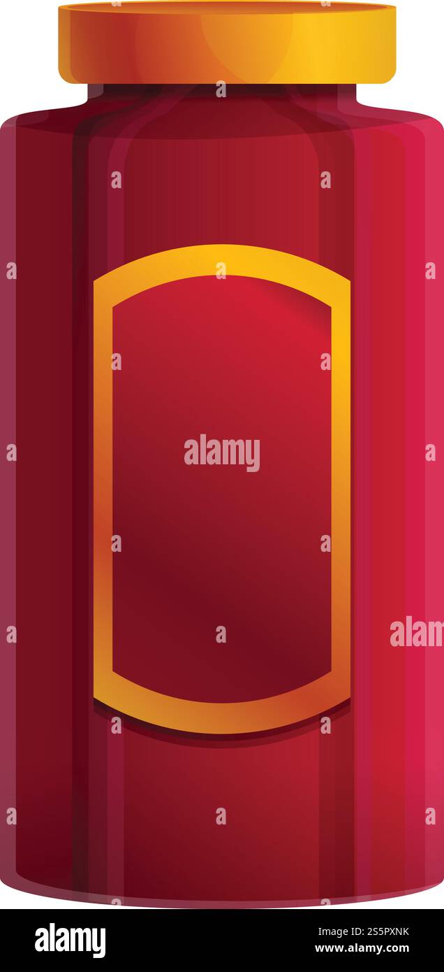Icona vaschetta per inceppamento vetro. Cartoni animati dell'icona vettoriale del vaso di marmellata in vetro per il design del Web isolato su sfondo bianco. Icona vaschetta marmellata in vetro, stile cartone animato Illustrazione Vettoriale