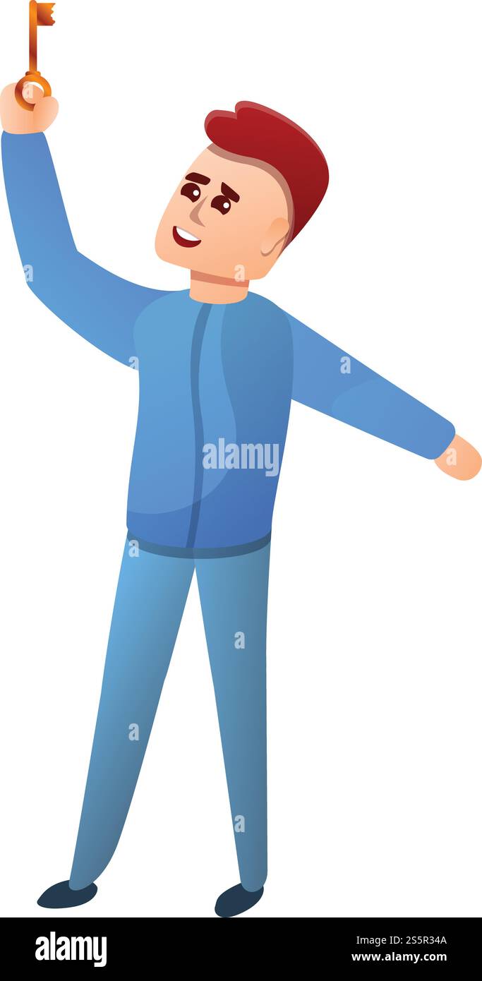 Icona della chiave di ricerca ragazzo. Cartoni animati di Boy Find quest icona vettoriale per il web design isolato su sfondo bianco. Icona della chiave di ricerca ragazzo, stile cartoni animati Illustrazione Vettoriale