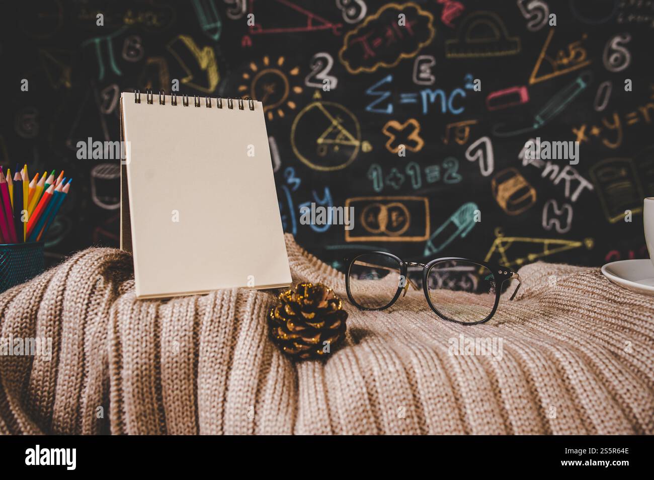 notebook vuoto in classe Foto Stock