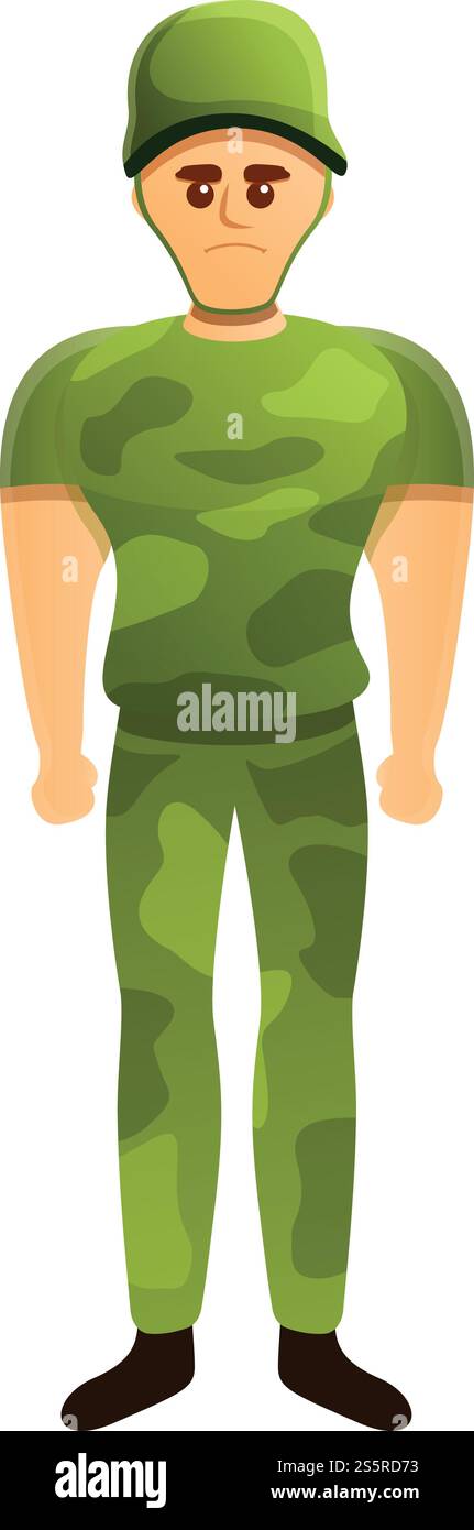 Icona di Muscle Soldier. Cartone animato dell'icona vettoriale di Muscle Soldier per il web design isolato su sfondo bianco. Icona di Muscle Soldier, stile cartoni animati Illustrazione Vettoriale