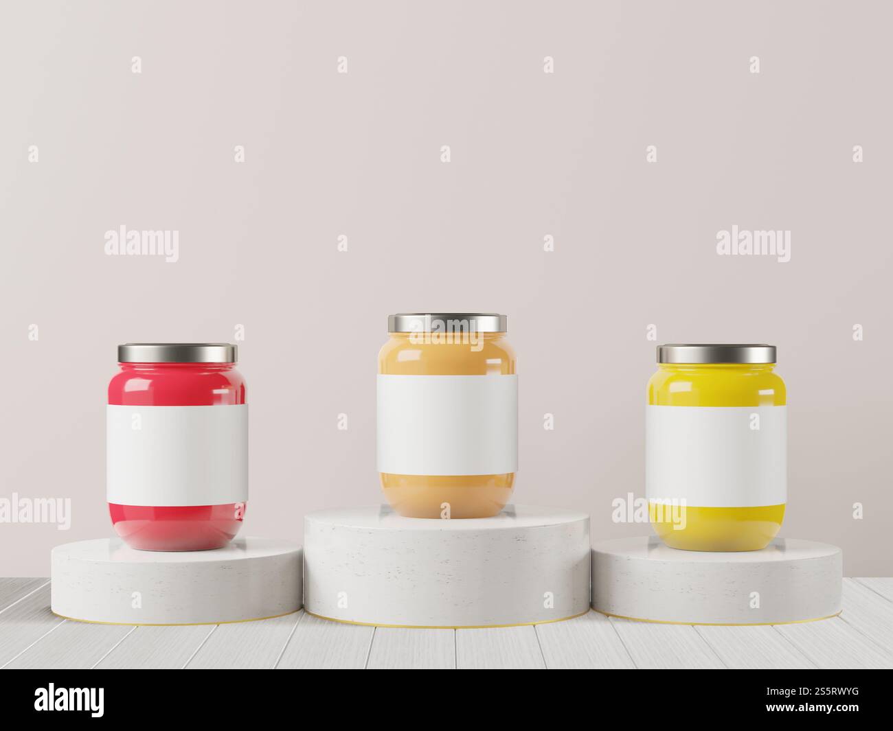 Un vasetto utilizzato per contenere la marmellata di fragole. Arancia e ananas Foto Stock