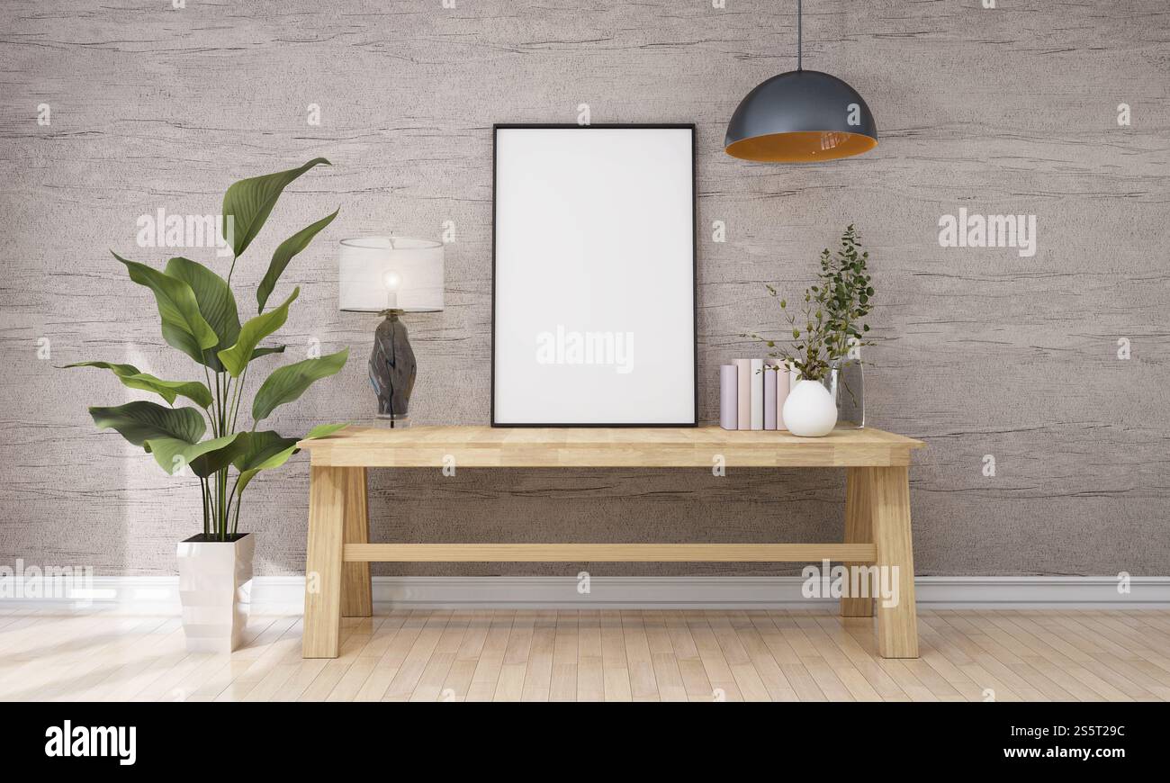 Cornici con vasi di piante adornano il soggiorno. Foto Stock