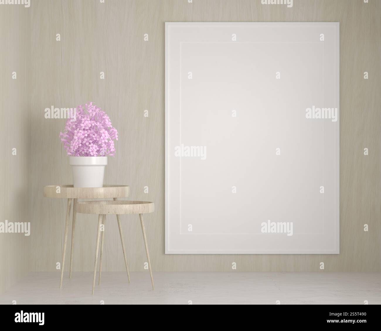 Cornici con vasi di piante adornano il soggiorno. Foto Stock