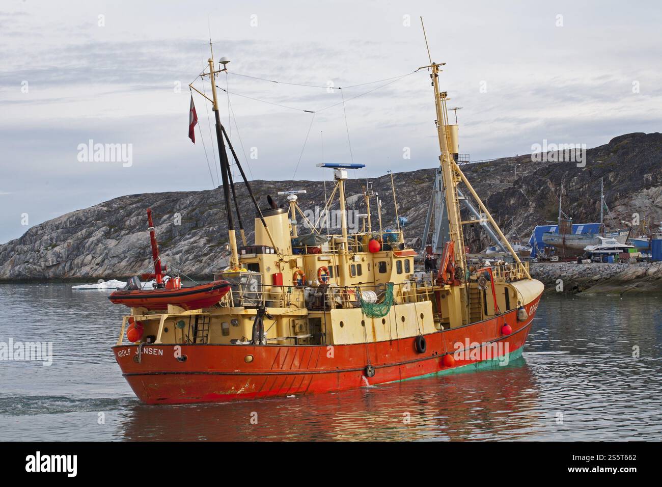 Peschereccio a Disko Bay, Groenlandia, Nord America Foto Stock