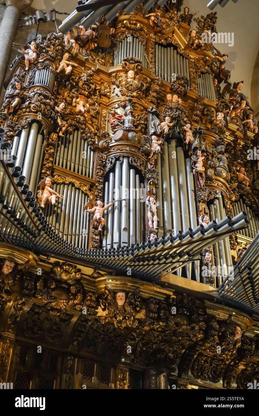 Organo della Cattedrale di Santiago di Compostela, Galizia, Spagna Foto Stock