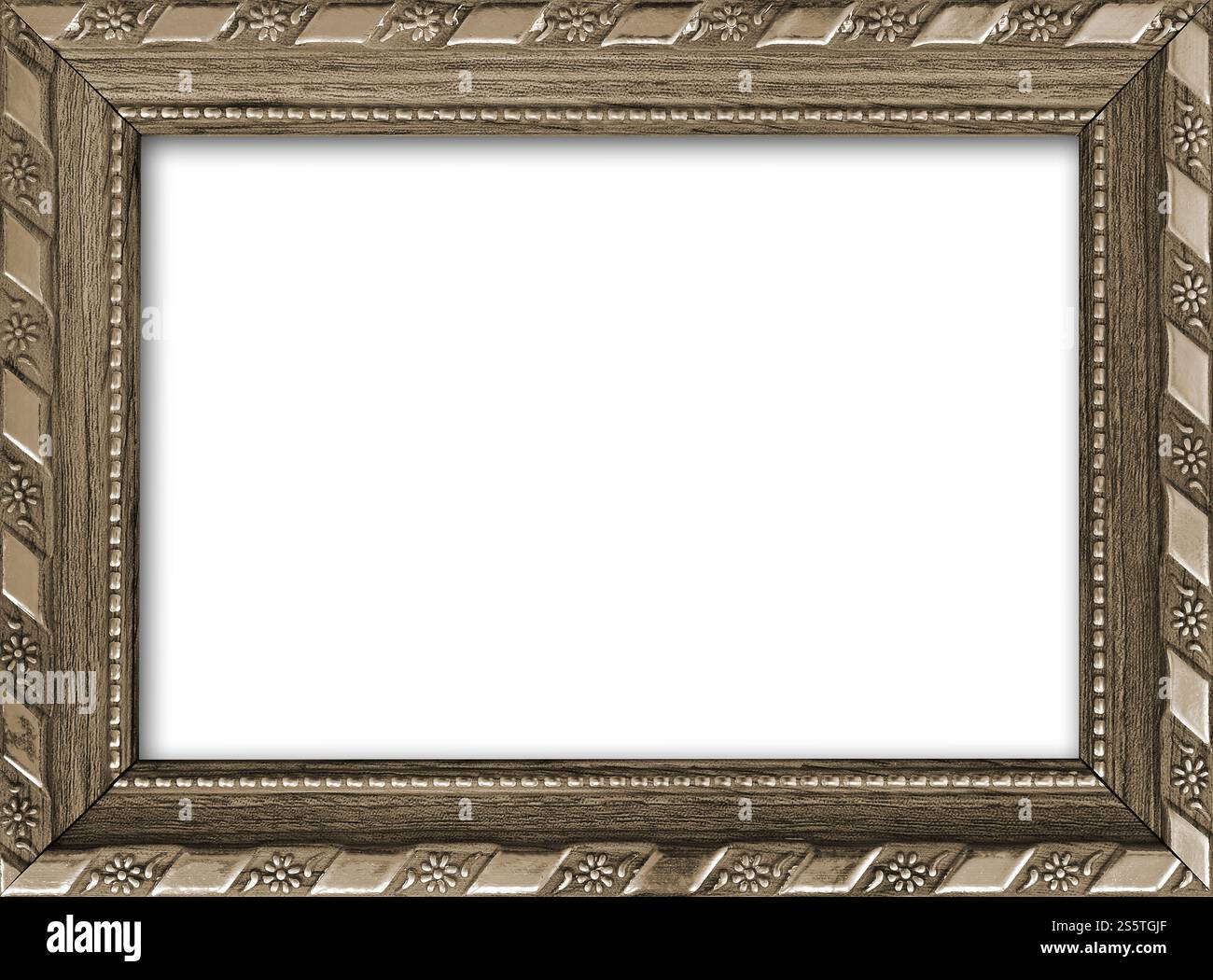 Cornice vuota con un posto libero all'interno, isolata su bianco Foto Stock