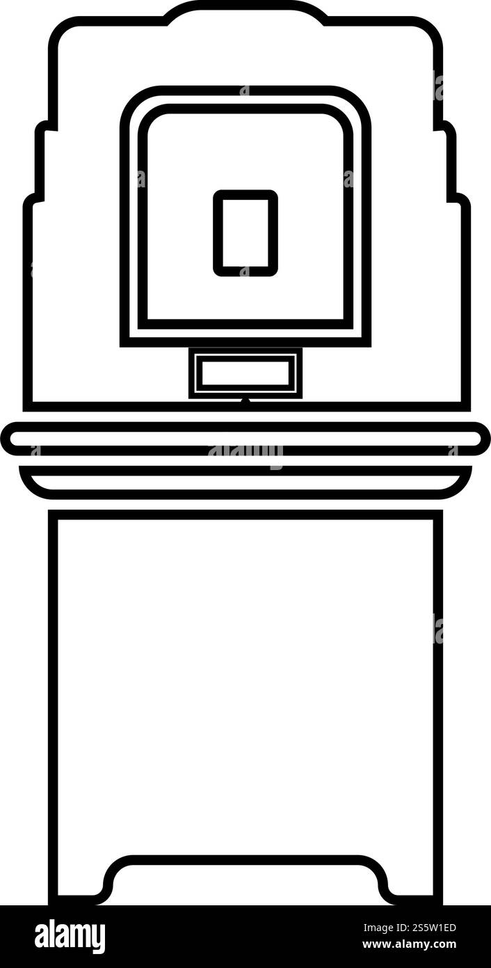 Il voto elettorale elettronico della macchina EVM elezione attrezzature icona VVPAT profilo colore nero illustrazione vettoriale stile piatto semplice immagine Illustrazione Vettoriale