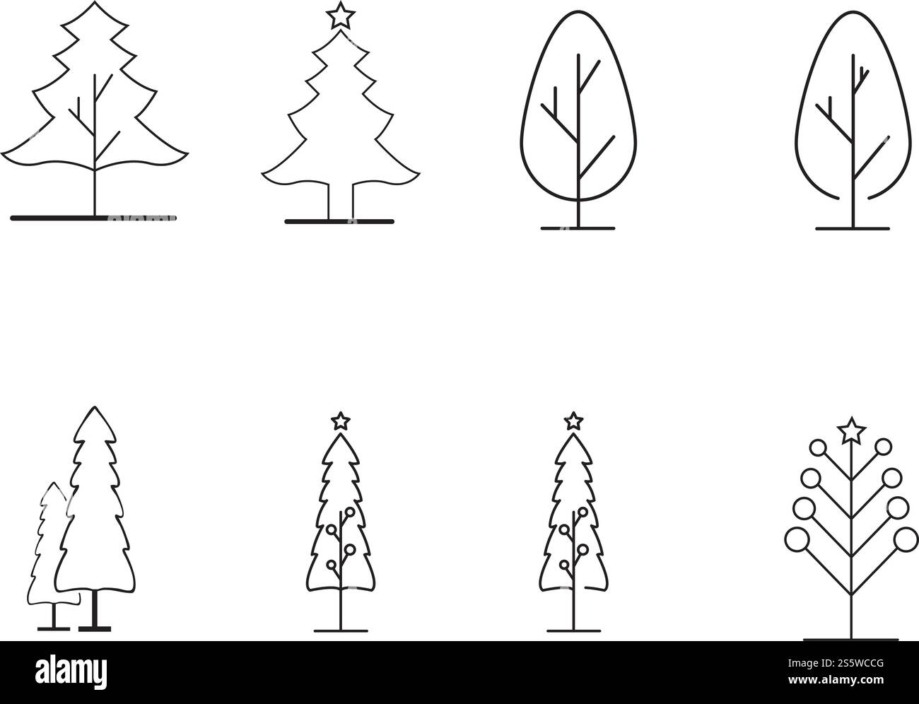 Impostare la natura del simbolo vettoriale modello logo linea albero Illustrazione Vettoriale