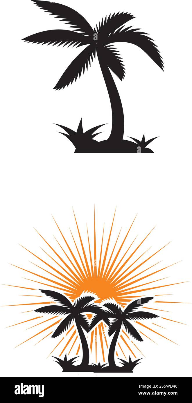 Imposta icona albero disegno illustrazione vettoriale modello logo Illustrazione Vettoriale