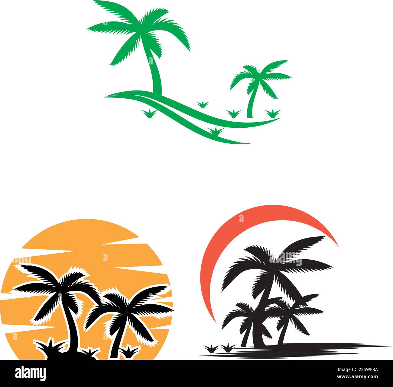 Imposta icona albero disegno illustrazione vettoriale modello logo Illustrazione Vettoriale